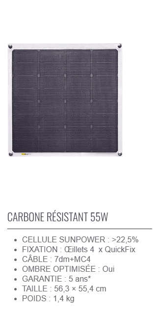 panneau solaire Sunbeam Touch plus carbon 55W