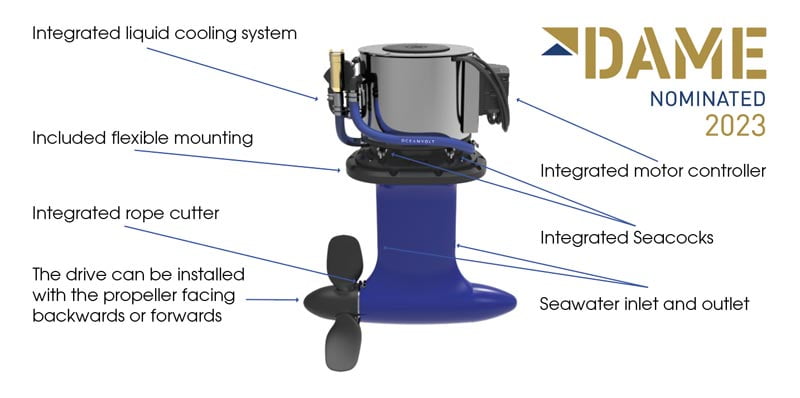 moteur électrique pour voilier HighPower Servoprop 25 d'Oceanvolt