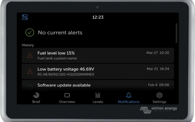interface de controle VRM du Cerbo GX