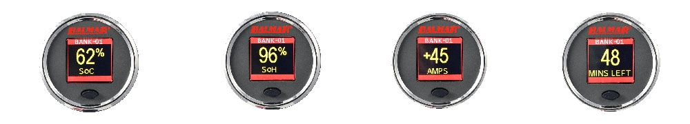 écrans du moniteur de batterie marine Balmar SG200