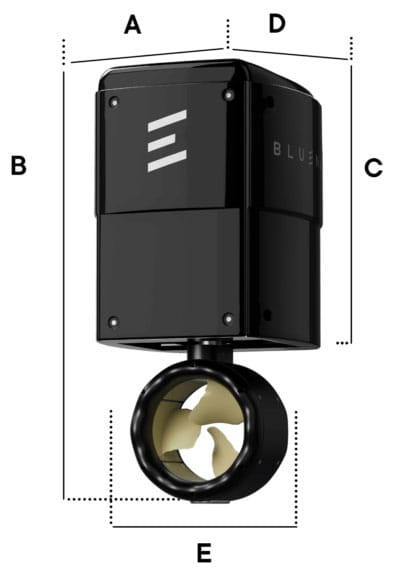 dimensions moteur électrique Bluespin Outboard 15kw