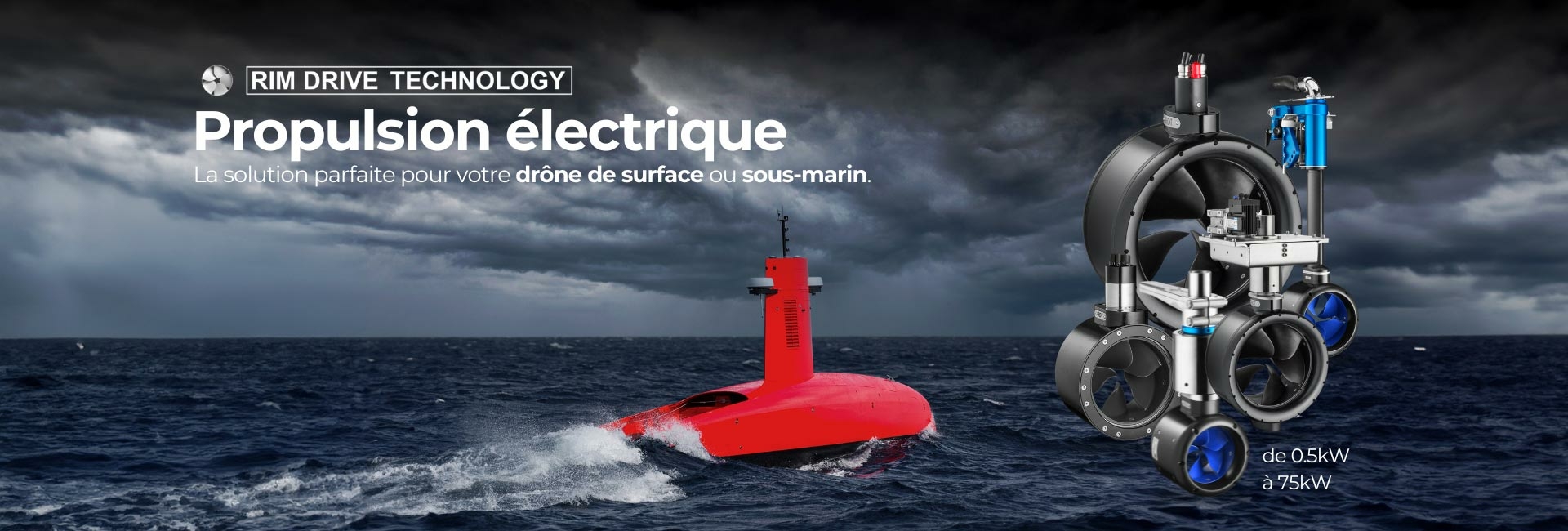 moteur électrique RIM Drive pour drone de surface et sous-marin